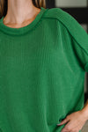 Catch Me Loungin’ Cable Ribbed Knit Top in Dark Green**