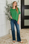 Catch Me Loungin’ Cable Ribbed Knit Top in Dark Green**