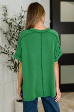 Catch Me Loungin’ Cable Ribbed Knit Top in Dark Green**