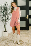 Caught You Staring Ribbed Knit Romper in Rust