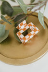 Checkered Claw Clip In Orange Womens