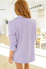 Chic In Lavender Ruched 3/4 Sleeve Blazer Womens