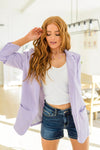 Chic In Lavender Ruched 3/4 Sleeve Blazer Womens