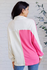 Chip Off the Old Colorblock V-Neck Henley in Pink