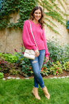 Claim The Stage Knit Sweater In Hot Pink Womens
