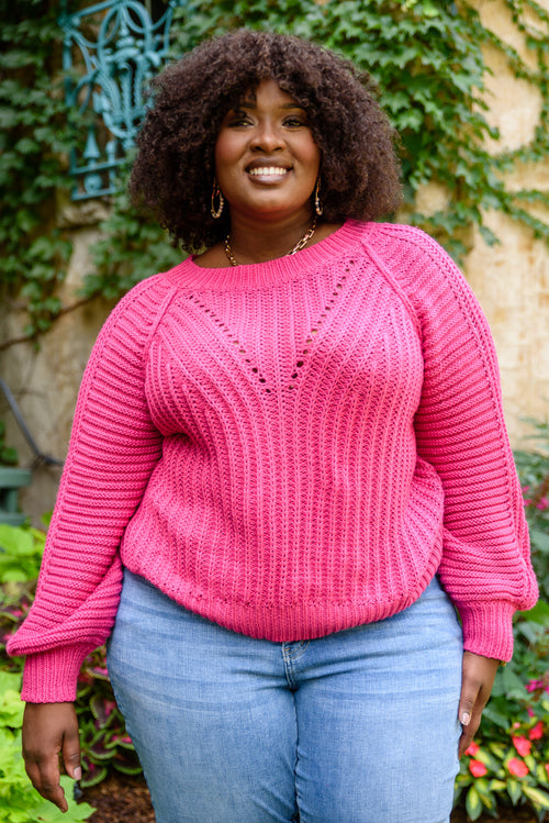 Claim The Stage Knit Sweater In Hot Pink Womens