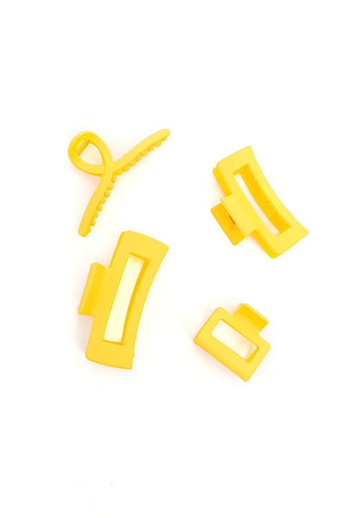 Claw Clip Set Of 4 In Lemon Womens
