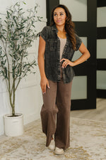 Cloud Nine to Five Button Down Blouse in Ash Black