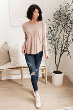 Coffee Date V Neck Top In Taupe Womens
