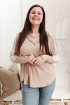 Coffee Date V Neck Top In Taupe Womens