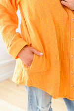 Corey Button Up Top In Tangerine Womens