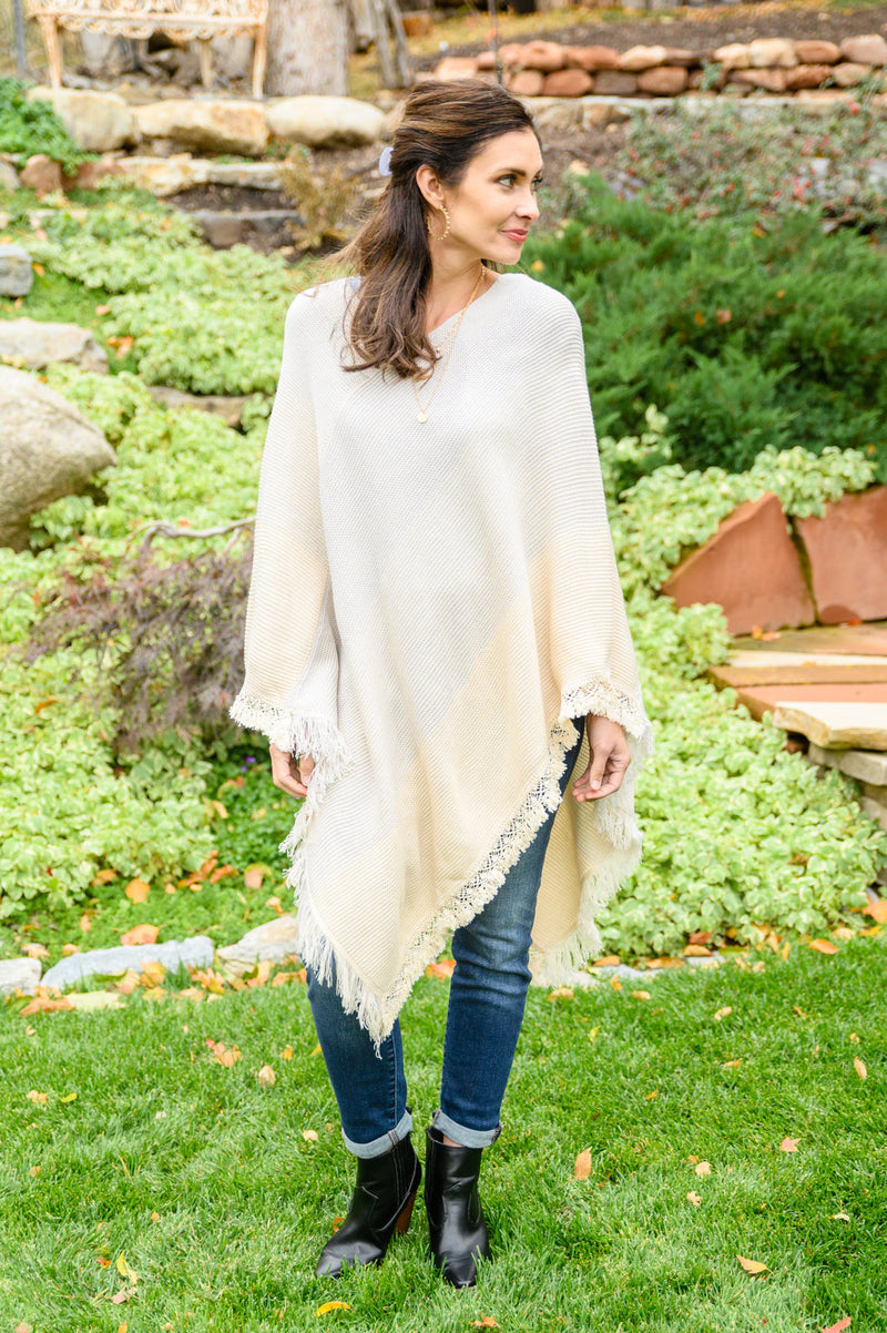 Forever Loved Poncho In Grey Womens