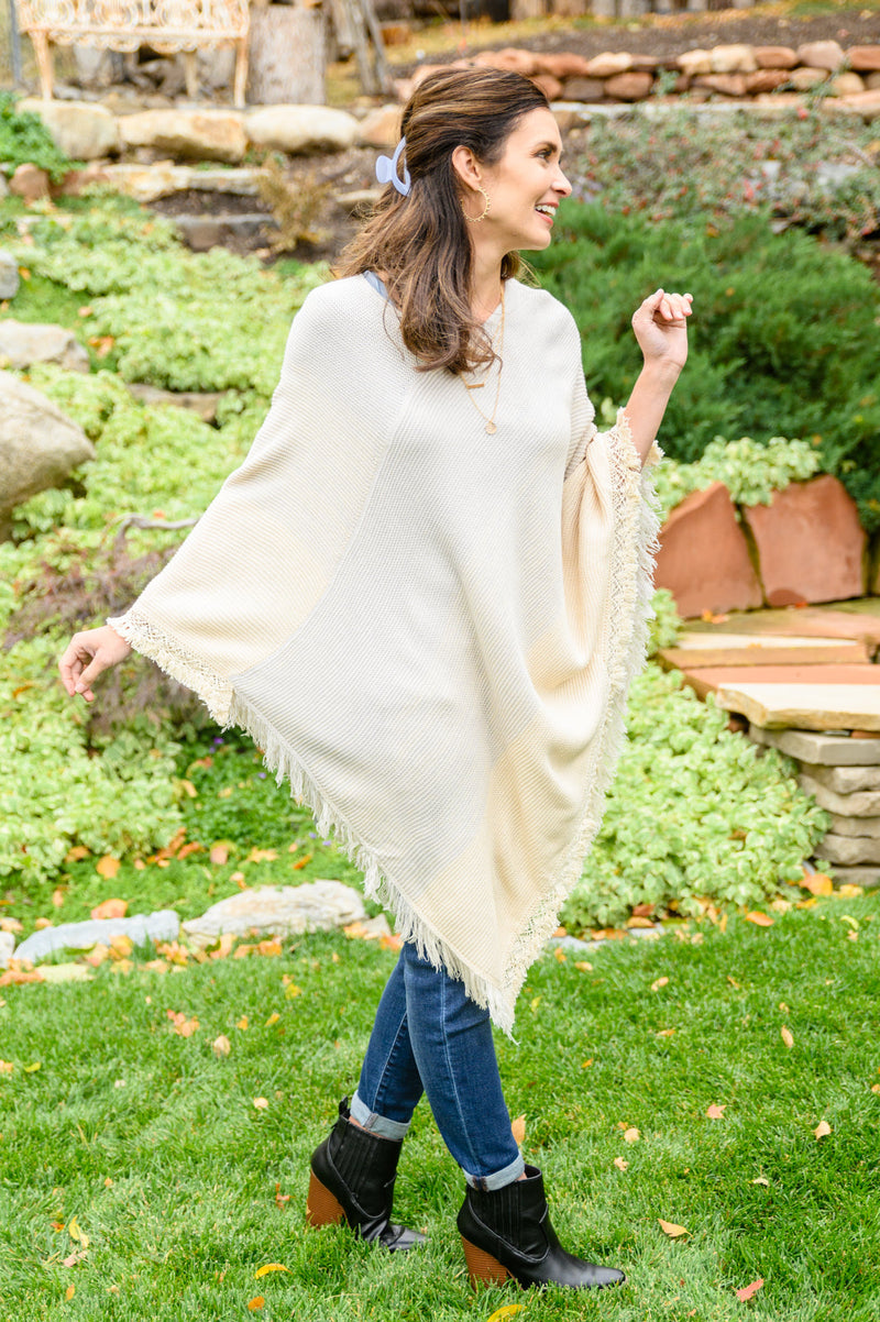 Forever Loved Poncho In Grey Womens