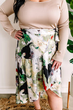 Silky Wrap Skirt In Fantasy Island Print