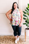 Tiered Tie Back Sleeveless Blouse In Easter Florals