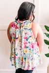 Tiered Tie Back Sleeveless Blouse In Easter Florals