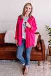 Fray For Me Pink Fringe Button Down Top**