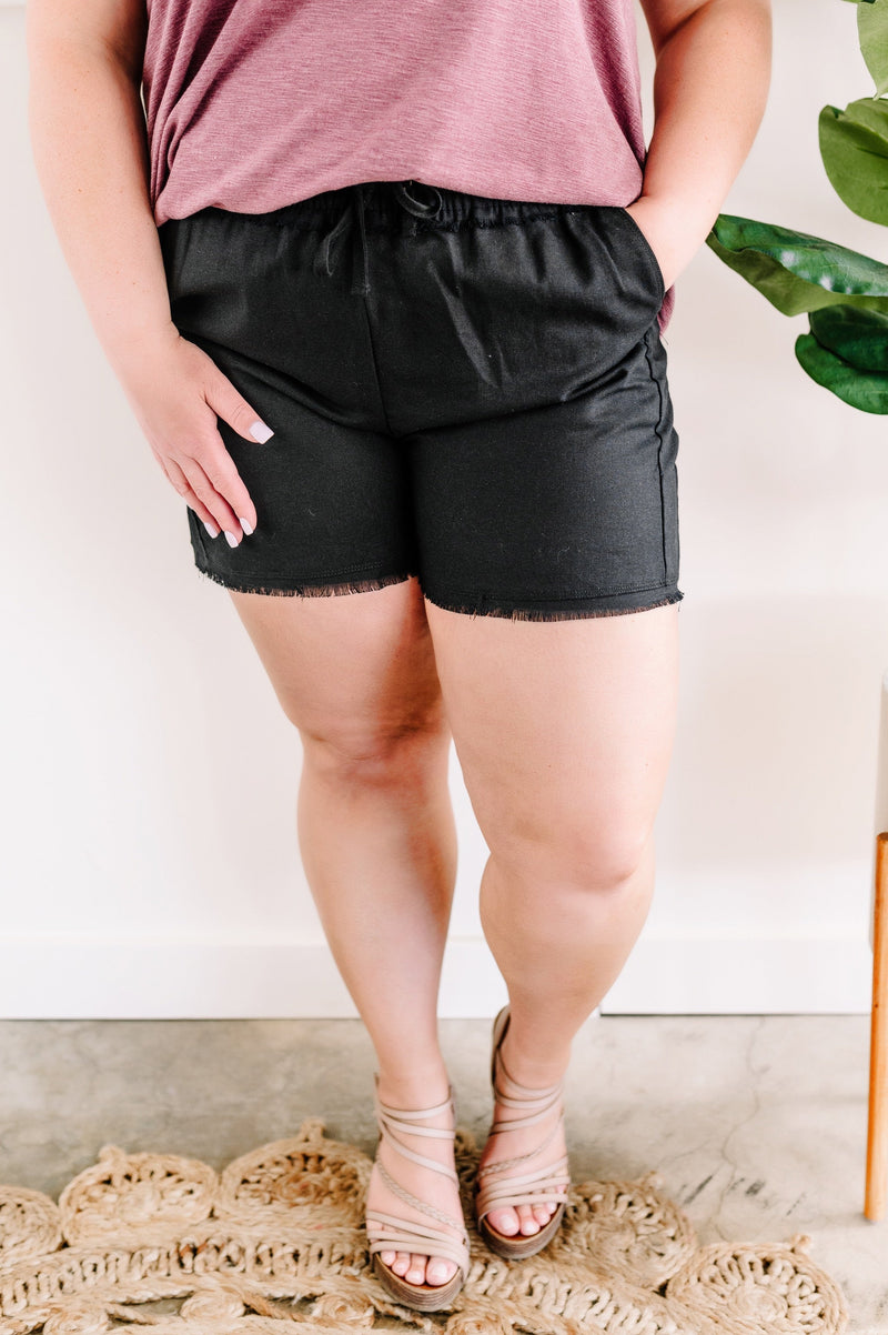 Summer Blend Drawstring Shorts In Black