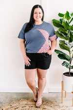 Star Patch Tee With Patriotic Stripes