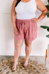 Dressy Drawstring Shorts In Mauve