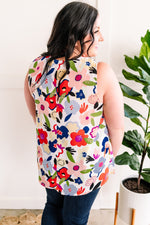 Sleeveless Blouse In Bright Florals