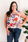 Sleeveless Blouse In Bright Florals
