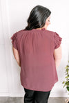 Ruffled Flutter Sleeve Top In Rose