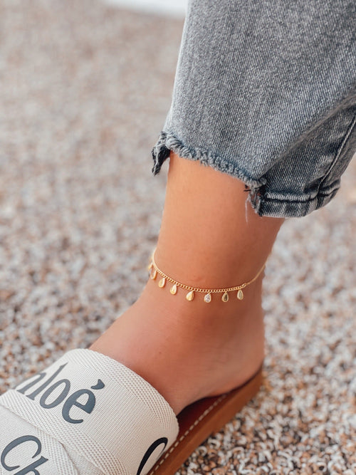 Preorder: Cubic Zirconia Dangle Ankle Bracelets In Two Colors Womens