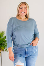 Daytime Boat Neck Top In Blue Gray Womens