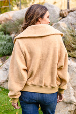 Dont Stress Oversized Collar Sherpa Jacket In Taupe Womens