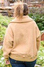 Dont Stress Oversized Collar Sherpa Jacket In Taupe Womens