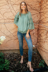 Dreaming Of Swiss Dots Top In Sage Womens