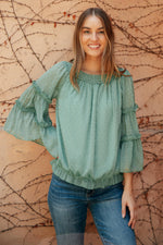 Dreaming Of Swiss Dots Top In Sage Womens