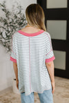 Dressed to Chill V-Neck Top in Heather/Grey/Ivory/Pink