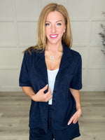French Terry Button Down Top Womens