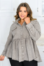 Earl Grey Button Up Long Sleeve Top Womens