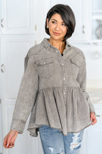 Earl Grey Button Up Long Sleeve Top Womens