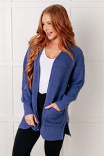 Everything Layer Waffle Knit Open Front Cardigan in Marlin