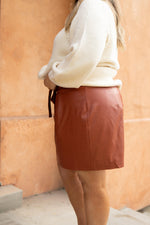 Faux But Fabulous Leather Skirt In Brick Womens