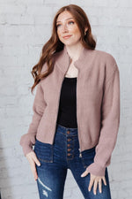 Fireside Zip Up Jacket In Taupe Womens