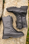Fresh Feels Combat Boots In Black Womens