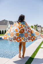 Luxury Beach Towel In Bright Retro Floral Womens