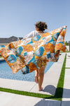Luxury Beach Towel In Block Floral Womens