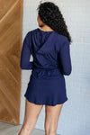 Getting Out Long Sleeve Hoodie Romper in Navy*