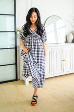 Greenville Gingham Midi Dress Womens