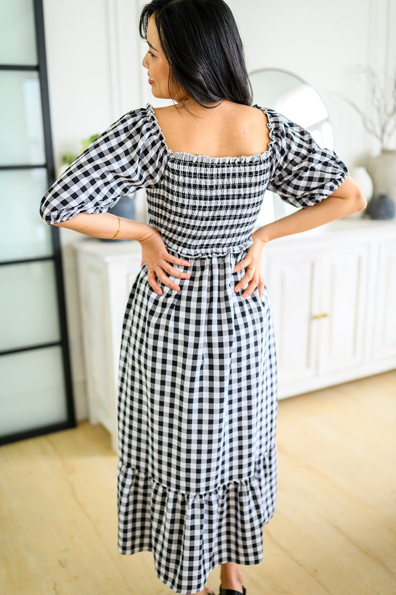 Greenville Gingham Midi Dress Womens