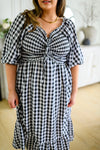 Greenville Gingham Midi Dress Womens