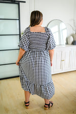 Greenville Gingham Midi Dress Womens