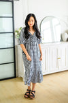 Greenville Gingham Midi Dress Womens