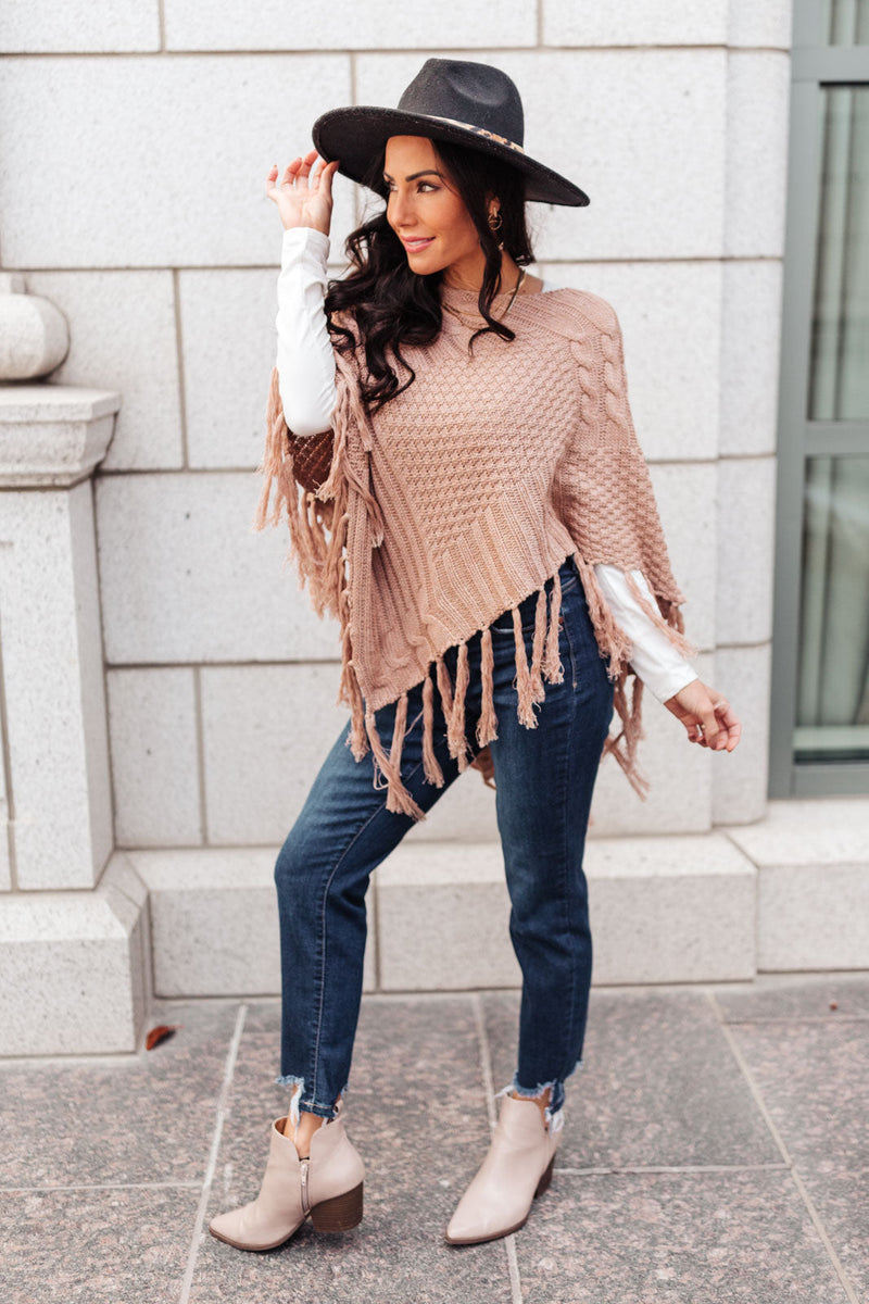 Hanging For The Weekend Poncho In Mocha Womens